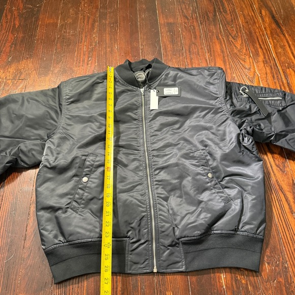 RAG & BONE Bomber Jacket Mens Large Black Zip Up Recycled Nylon Mason $598 - Picture 5 of 13